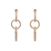 14K Gold Triple Diamond Drop Circle Earrings